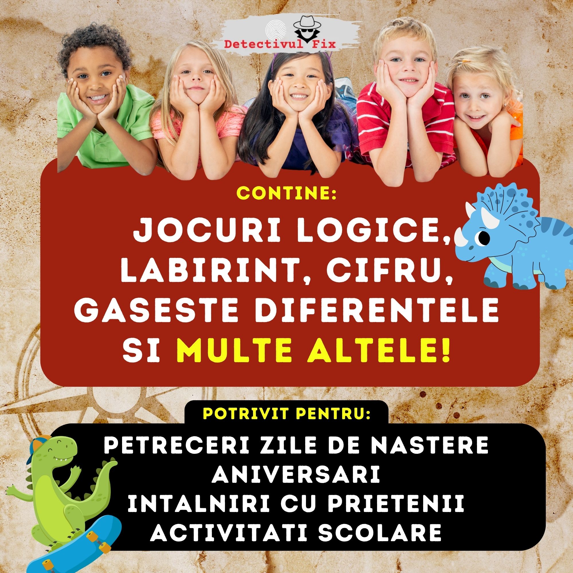 joc pentru copii cu detectivi dinozauri joc detectiv pentru copii cu dinozauri
